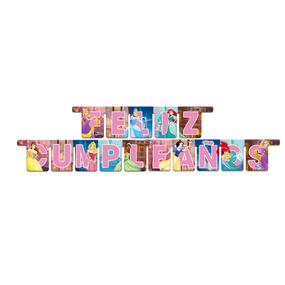 ▷ Guirnalda Feliz Cumpleaños Princesas Disney - Envío 24 horas ✓