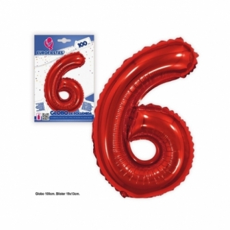 Globo Nº6 Rojo 1M - Eurofiestas