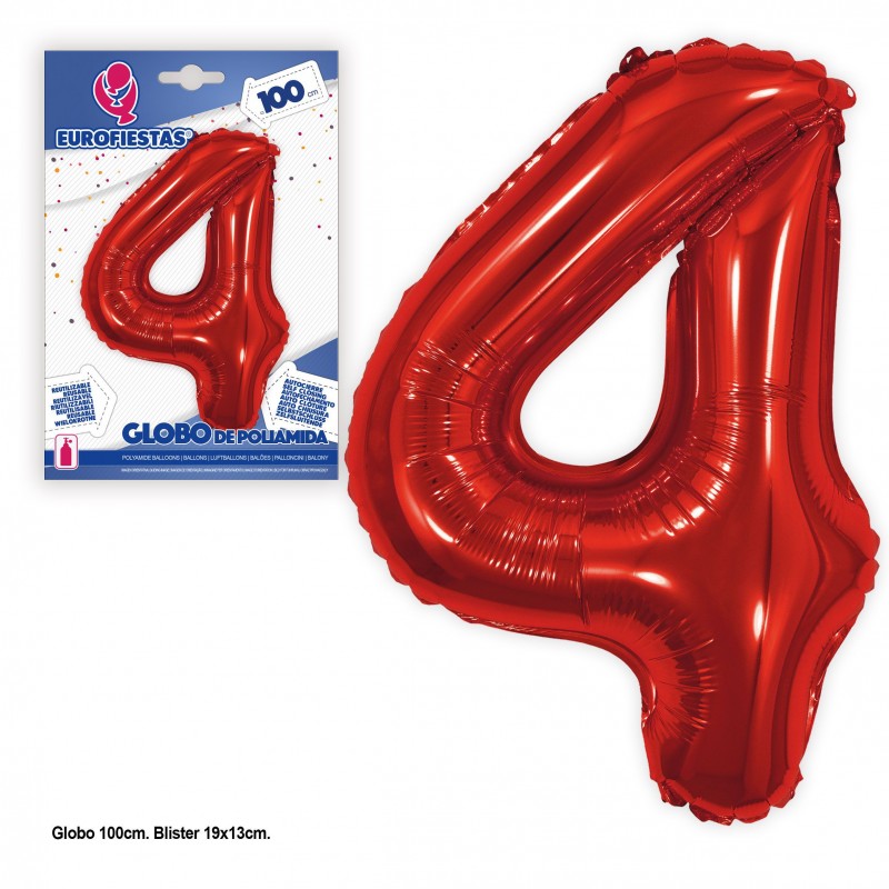 Globo Nº4 Rojo 1M - Eurofiestas